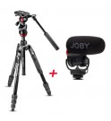 Manfrotto Befree Advanced Live ​twist alu tripod + Joby WAVO PLUS Mikrofon