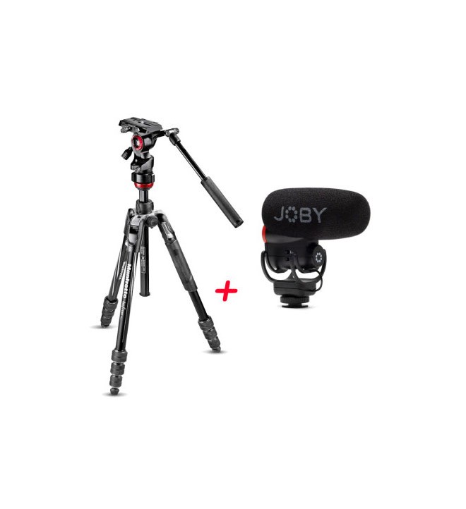 Manfrotto Befree Advanced Live ​twist alu tripod + Joby WAVO PLUS Mikrofon