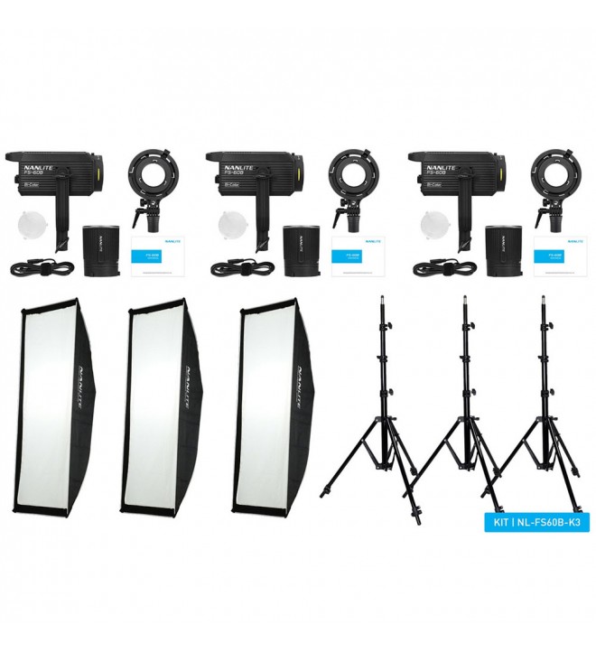 Nanlite FS-60B Bi-color LED luč TRIPLE KIT