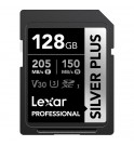 Lexar® Professional SDXC™ 128GB Silver Plus UHS-I (R:205/W:150MB/s) C10 V30 U3