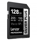 Lexar® Professional SDXC™ 128GB Silver Plus UHS-I (R:205/W:150MB/s) C10 V30 U3