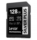 Lexar® Professional SDXC™ 128GB Silver Plus UHS-I (R:205/W:150MB/s) C10 V30 U3