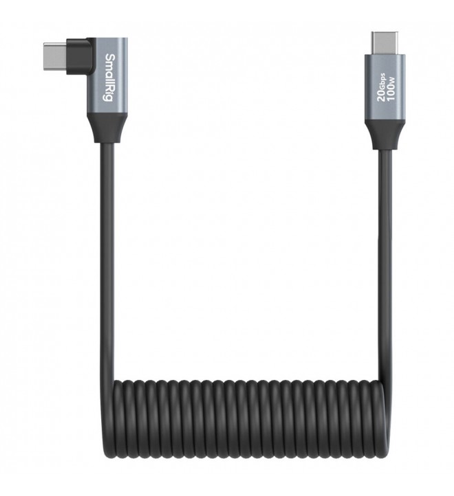 SmallRig 4792 USB-C Straight to USB-C Angled Coiled Data Cable